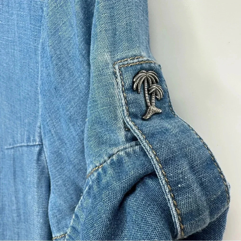 ALLSAINTS Chambray Calla Bay Linen Blend Shirt Dress Size 0 - Picture 6 of 11